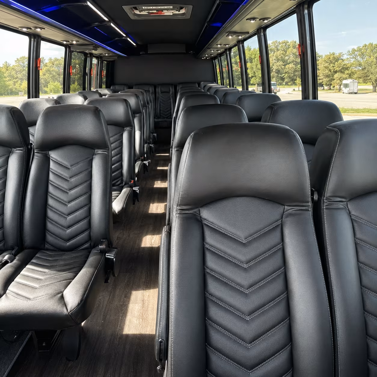 huntington beach 28 passenger minibus inside